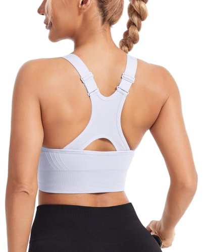 HANERDUN Sport BH Starker Halt Damen Verstellbar Träger Yoga Bra mit Gepolstert Nahtlose Ohne Bügel Breiten Trägern Racerback für Fitness Lauf Joggen