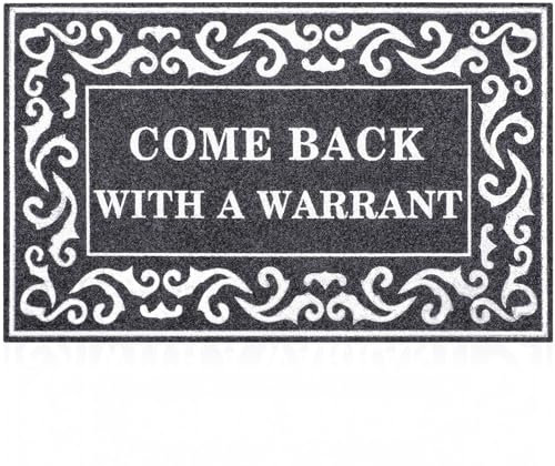 Lzuso Door Mat Indoor Outdoor Mats for Front Door Funny Grey Welcome Mats Durable Come Back with A Warrant Doormat Non Slip Rubber Backing for Entryway, Patio, High Traffic Areas
