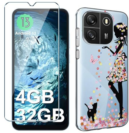 Xiangyun Case for Blackview Wave 6C / Oscal Flat 1C (6.5) with 1-Pack Tempered Glass Screen Protector, Transparent Slim Fit Soft TPU Protective Cover Shockproof Anti-Scratch Clear Phone Case, WM49