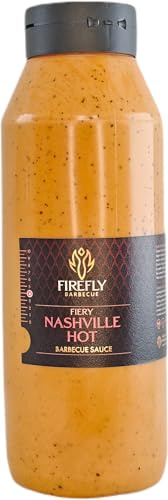 Firefly Barbecue Nashville Hot Sauce with Sweet Honey Blend - Traditional Southern Style Chicken Marinade & Dipping Sauce - Versatile Heat Level BBQ Sauce for Grilling, Frying & Roasting - 1L
