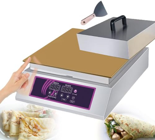 forplubossmmp Máquina Comercial para Hacer Waffles Y Muffins Eléctricos con Pantalla De Visualización, Visualización De Temperatura Y Visualización De Tiempo, con Tapa Y Pala (Cabezal Único)