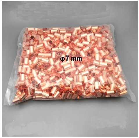 REIUAFWYGV 1000PCS 25mm2 GT-25 φ7 mm Copper Connecting Pipe Wire Joint small Copper Tube Copper Connection Tube Wire