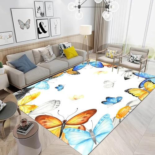Tierischer Schmetterling Teppich Kinderteppich Wohnzimmerteppich Schlafzimmerteppich 3D-Gedruckter Superweicher Flanelltep 80 X 160 Cm - Leicht Zu Reinigendes, Weiches Polyester Mit Gu -33355609208592