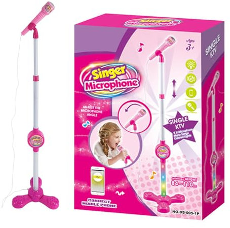 Studio Mic-ro Karaoke Enfant Mic-ro sur Pied, Microphone pour Tout-Petits avec Support, Machine De Karaoké pour en-fants, Microphone Karaoké Enfant, Mic-ro sur Pied Microphone Karaoké pour Enfant
