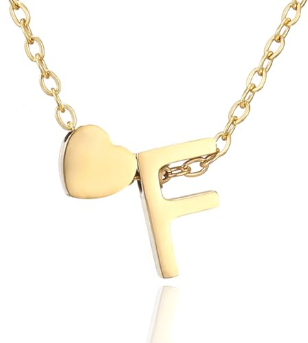 AFSTALR Herz Kette mit Buchstaben Anhänger Halskette mit Buchstabe, Damen Initial Alphabet A-Z Edelstahl Gold/Silber Ketten Verstellbar, Personalisierte Schmuck Geschenke für Frauen