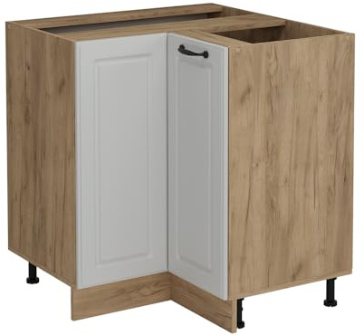 Vicco Eckunterschrank R-Line, Weiß Landhaus, 75.6 cm | MDF-Front · Ohne Arbeitsplatte · Höhenverstellbare Füße · Metallgriffe · 1 Tür