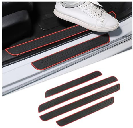 BDWXJP 4 Pièces Protections de Seuil Portière de Voiture pour Peugeot 207 2006-2012, Protection Autocollant de Seuil Porte de Voiture Plinthes Anti-Rayures Accessoires
