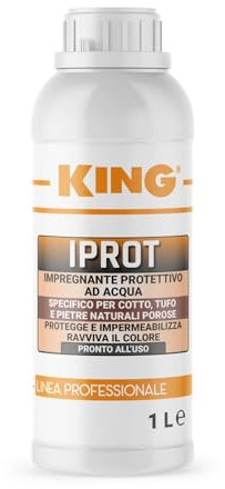 King IPROT, Impregnante Idroprotettivo per Pietra Naturale e Cotto pronto all'uso, Ravviva e Protegge anche Mattoni, Cemento e Porfido (1 Lt)