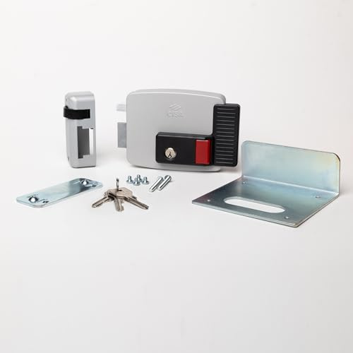 CISA - Serrure électrique à appliquer 111731702N7 - Serrure électrique CISA avec clé et bouton internes - Fonction de verrouillage par jour - Serrure de porte extérieure entrée 70 réglable - Main
