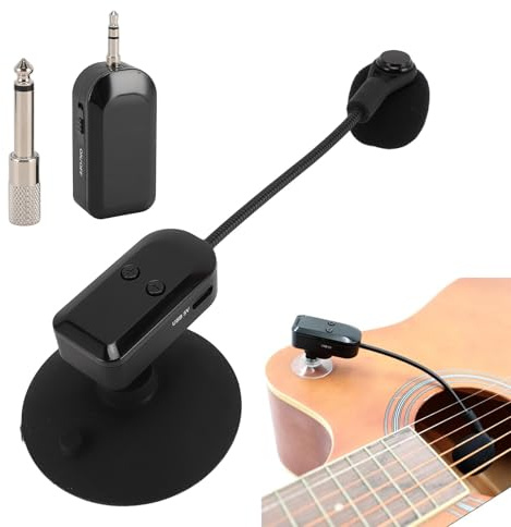 LICAEVEY Mikrofon Drahtloses Instrument, 2,4 GHz Drahtlose Gitarrenviolin -Mikrofonsystem -Clip -Instrumentmikrofon für Hörner, Trompeten, Saxophones -Sprachverstärker, 131 -Fuß -Reichweite