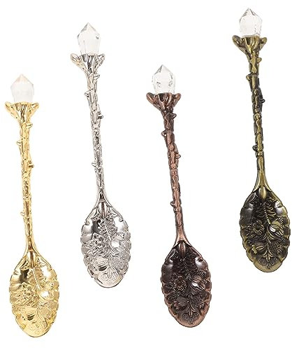 SOLUSTRE 8 Stück Kaffeelöffel Joghurtlöffel Esslöffel Mini-Dessertlöffel Latte-Löffel-Griff Vintage Spoons Suppenlöffel Haushaltsgeschirr Kaffee rühren Löffel Zinklegierung