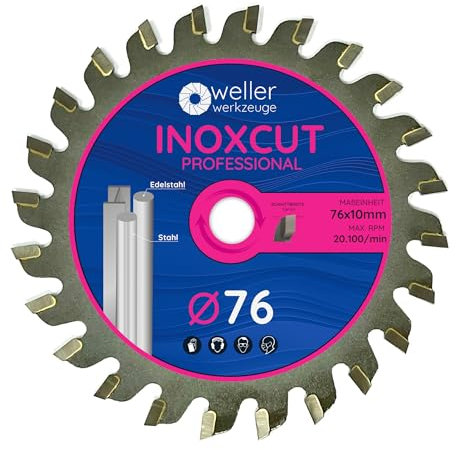 WELLERWERKZEUGE I Profi INOXCUT Sägeblatt 76x10mm Kreissägeblatt Kappsäge für Stahl Edelstahl und NE Metalle