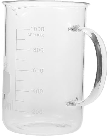 ZUNOXAZ Vaso Medidor de Vidrio con Asa Resistente al Calor para Química y Cocina con Vertedor Anticorrosión Taza de Medición Transparente para y Hogar