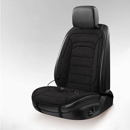 Auto Heizung Sitzkissen für FIAT 500/500C/500E/Abarth 500 2007-2023 2024 2025 2026, Auto Anti Rutsch Warm Bequem Abnehmbar Sitzbezüge, Winter Sitze Zubehör,1 Piece Set-Black