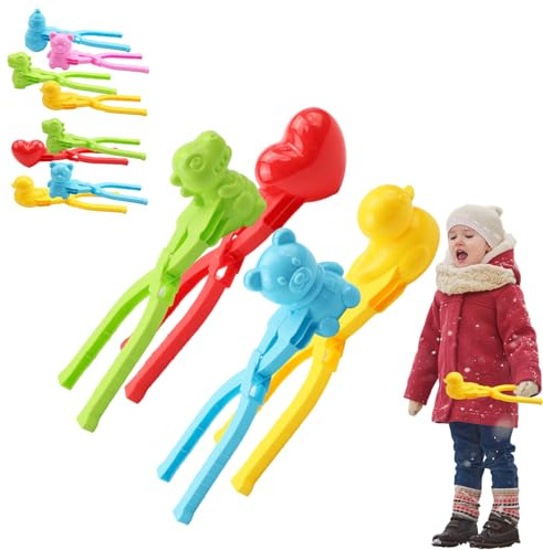 Schneeballformer, 4 Stück Niedliche Schneeballformen, Praktische DIY-Schneeballklammern Mit Griff, Schneeballspielzeug Mit Ente, Drache, Schneemanns Und Bär, Werkzeugklammer Für Erwachsene Und Kinder
