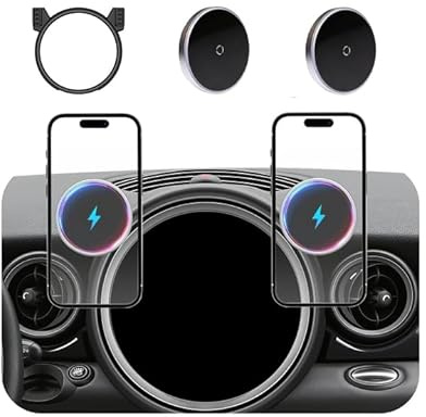 Phone Mount for BMW Mini Cooper (2007-2012 2013), Magnetic iPhone Holder, Magsafe Car Mount Charger, Cell Phone Automobile Cradles, 2PC 15W Wireless Car Charger, Hands Free, 360°, 2011 Car Accessories