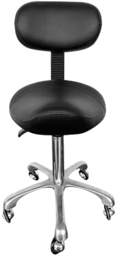 Sadelpall med hjul, vridbar justerbar rullpall, ergonomisk sadelstol, sadelpall i PU-läder, lämplig for stylister och tandläkare