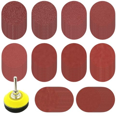 Sandpaper Discs - Disco abrasivo pulido, pieza | Grano 80 A 3000 Kit Lijado Taladro Amoladora Para Muebles Automóviles Piedra Artificial Madera Metal Set Piezas Hobby Herramientas