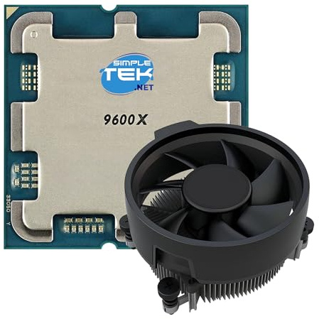 SIMPLETEK - Procesador CPU 9600X - 6 núcleos - 12 hilos - Hasta 5.40 GHz - Socket AM5 - Versión Tray con disipador incluido