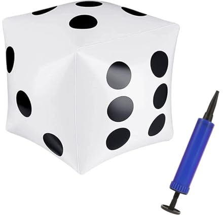 Dado Gigante Gonfiabile, 1 dado gonfiabile 30 cm e 1 pompa ad aria, cubo gigante Adatto per piscina, spiaggia, giochi sul prato e feste di compleanno, feste di Natale-Bianco