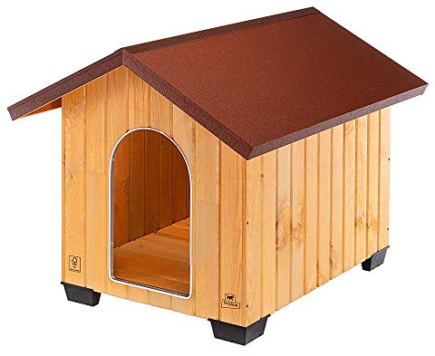 Ferplast Cuccia Cane da Esterno DOMUS EXTRA LARGE in Legno FSC, Piedini Isolanti, Griglia d'aerazione, Porta con Antimorso in Alluminio