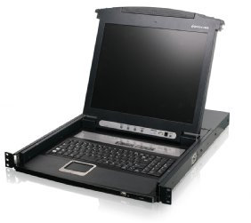 IOGEAR 8-Port Integrated KVM Console with 17 Inch TFT LCD Active Matrix Monitor, Keyboard and Touchpad, GCL1808