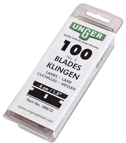 Unger Commercial Safety Scraper Replacement Blades #9 – Box of 100 4-Inch High-Performance Blades for Professional Safety Scrapers – Ideal for Removing Paint, Adhesives, SRB10