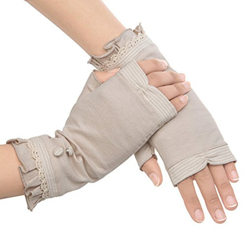 Kenmont Ladies Summer Gloves Sun Protection UV Protective Outer 100% Cotton One Size Beige