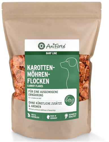 AniForte Barf Zusatz Hund Karottenflocken 1kg - Naturprodukt, Barf Hundefutter, glutenfrei, Flocken für Hunde ohne künstliche Zusätze, 100% Natur Hundeflocken, Flockenfutter