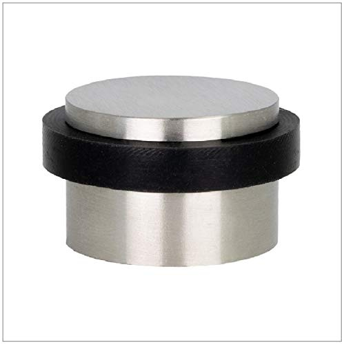 EVI Herrajes | Adhesive Floor Door Stop | Ø28x20mm | Stainless Steel Matte Finish | Protect Walls and Doors | Door Protector | 040140AM