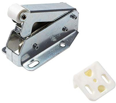 Gedotec Federschnäpper QUICK Schrank-Schnäpper Tür Druckverschluss Metall | Automatik Möbel-Schnäpper für Schranktüren & Klappen | Stahl verzinkt | 1 Stück - Federschnapp-Verschluss mit Gegenstück