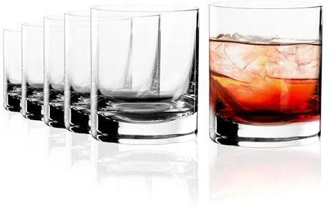 Stölzle Lausitz Whiskyglas New York Bar 6-delad Set – 190 ml – Eleganta Kristallglas för Whisky, Bourbon & Cocktails – Tidlös Design, Tåliga & Diskmaskinssäkra, Made in Germany