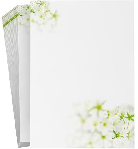 Briefpapier DIN A4 Frischer Frühling – 100 Blatt – Motivpapier für Einladungen, Danksagungen & Briefe