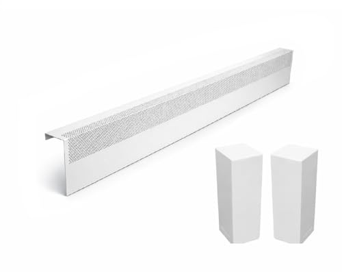 Baseboarders Basic Series 4 ft (48 in) Galvanized Steel Slip-On Baseboard Heater Cover + Left & Right Endcaps, Rust Resistant, White, for Hydronic Hot-Water Systems