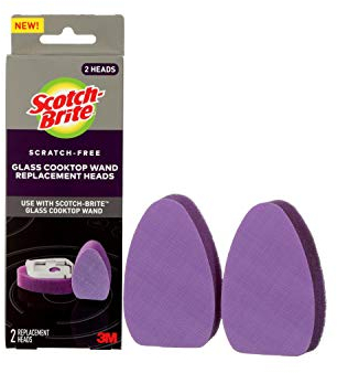 Scotch-Brite Glass Cooktop Wand Replacement Heads, Cleans With Just Water, Tackle Burnt-On Messes, 2 Replacement Heads