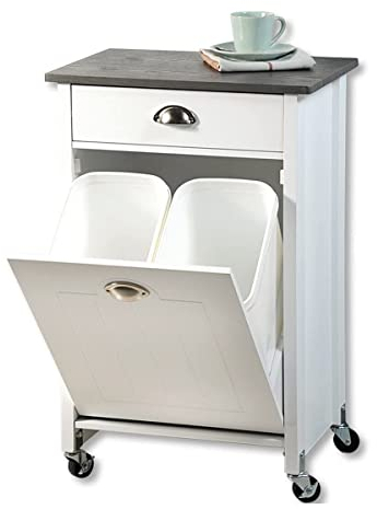 Kesper| Küchenwagen mit Mülltrennsystem, Material: Faserplatte, Maße: B 50 x H 79 x T 37 cm, Farbe: Weiß, Grau | 25527 13