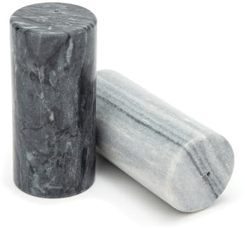 Fox Run White and Black Marble Salt and Pepper Shaker Set, Set of 2 (White/Black) | Modern Salt and Pepper Shakers | Marble Kitchen Décor | Black and White Salt and Pepper Shaker Set | Decorative Shakers