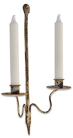 Loberon Wandkerzenhalter Gaétan, Charmantes Antik-Finish, Historische Anmutung, Nostalgischer Charme, Dekorative Beleuchtung, Kerzenständer, Eisen, antikschwarz