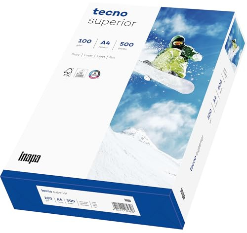 inapa Drucker-/ Kopierpapier tecno Superior: 100 g/m², A4, 500 Blatt, hochweiß