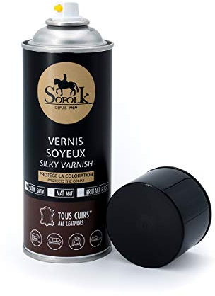 Sofolk – Smalto per Pelle – Smalto Protettivo incolore – Protegge e Cura Il Colore e Il Fiore del Cuoio dai Graffi, Opaco, Spray 400 ml