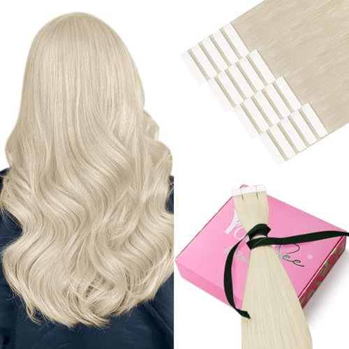YoungSee Tape in Extensions Echthaar Remy Tape in Extensions 55,9 cm #60 Platinblond 50g 20 Stück