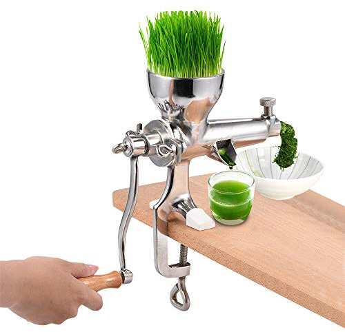 Manual Wheatgrass Juicer Extractor Stainless Steel Manual Juicer for Juicing Wheat Grass Apple Grapes Fruit Vegetable Hand Crank Fruit Vegetable Orange Juice Press Extractor Table Clip-on Type
