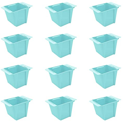 ARTECSIS Lot de 12 Mini Jardinière pour Palette 9x9x9,5cm, Plastique Bleu/Bac à Fleur