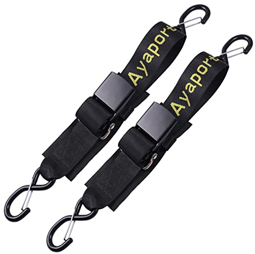 Ayaport Boat Tie Down Straps to Trailer Boat Transom Strap 4 feet x 2 inch Heavy Duty Nylon Kayak Canoe Jet Ski Bow and Stern Tie-Downs 2 Pack (2 inch x 4 feet)