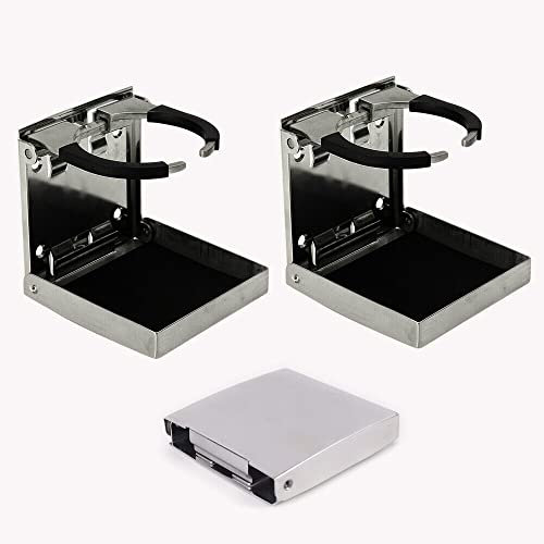 2 Stück Edelstahl Getränkehalter Dosenhalter Klappbar Flaschenhalter aus Kunststoff Becherhalter Cup Holders für Autos, LKW KFZ, Kinderwagen, Boot, Rollstuhl
