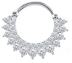 BCughia Nostril Piercing, Tragus Piercing 1mm Stabstärke Gold Sterling Silber Violett Rund Zirkonia Blume Piercing Urlaub Geschenk für Damen