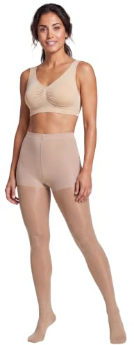 EvenLina Energising Sheer Support Compression Tights - Shaping Control Panty – Graduated Compression for Improved Circulation, Swelling & Leg Fatigue– Tights for Women Tummy Control - Shell - Medium