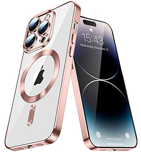 IMEIKONST Coque Magnétique pour iPhone 13, Compatible avec MagSafe Etui Silicone TPU Transparente Ultra Mince Housse de Téléphone Antichoc Anti-Rayures pour iPhone 13. Rose Gold YIX