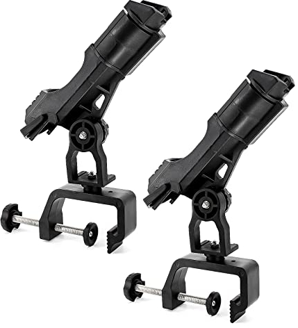 byhsports Rutenhalter Doppelpack, Fischerboot/Boot Ruten-Halter 360 Grad Verstellbarer großer Klemmöffnung, Angelrutenhalter für Angelboot, Fischerboot, Boot