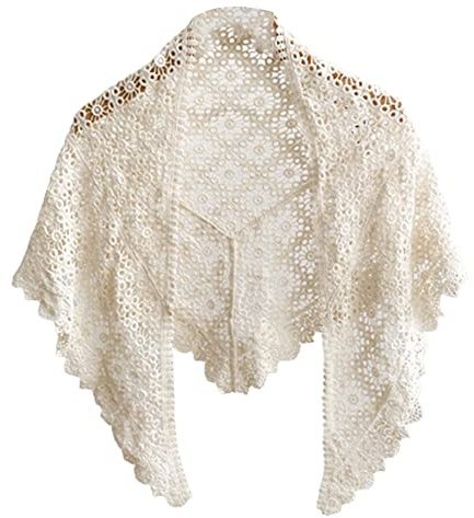 LoudSung Schal Dreieckstuch Dekorative Hollow Leaf Pattern Cape Bow Knot Warp Knitting Wrap für Frauen